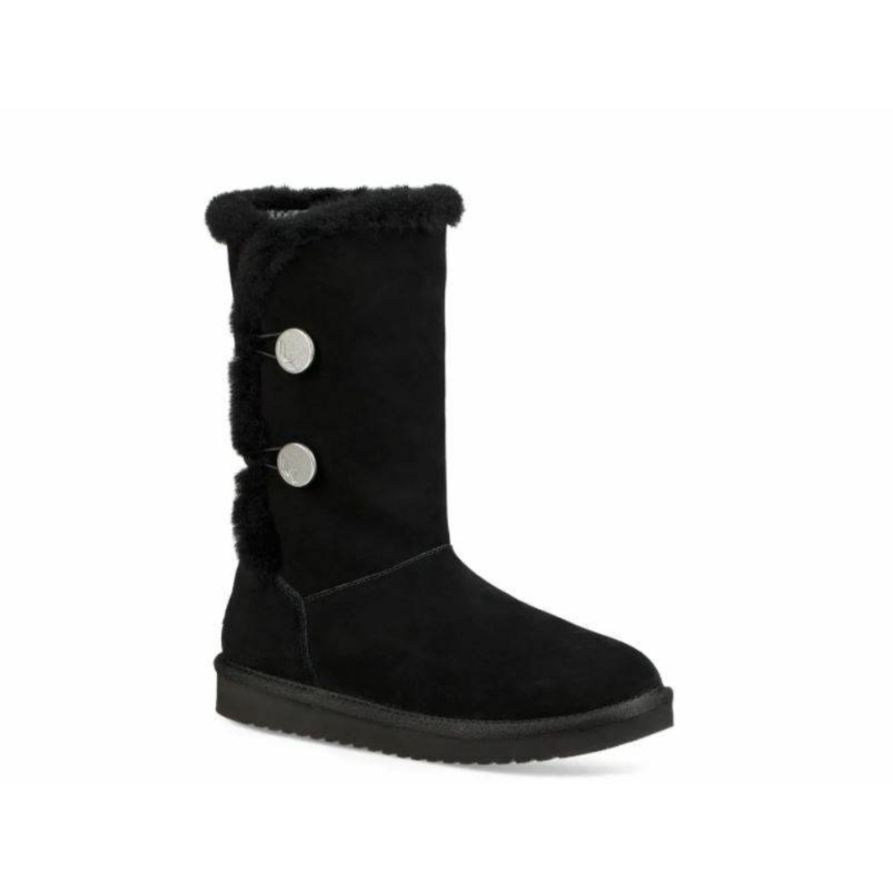 Koolaburra UGG Victoria Black Boots Suede Faux Fur Kids Boots Size 3 Tall Cozy
